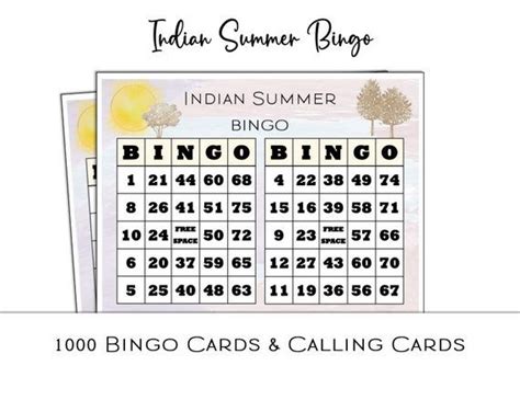 1000 Indian Summer Bingo Cards And Calling Cards Printable Instant