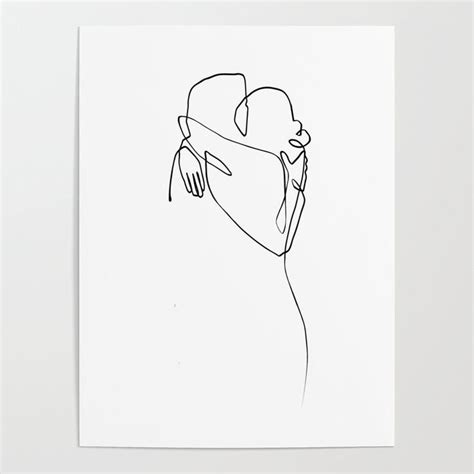 Buy Lovers Hug One Line Art Poster By Theredfinchprint Worldwide