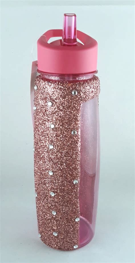 Pink Glitter Reusable Cold Drinks Water Bottle With Straw Etsy