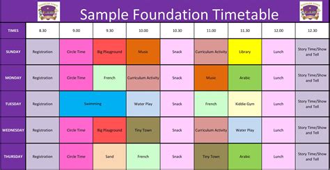 Timetable Chart For Classroom Labelvsa