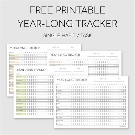 Printable Year Long Single Habit Tracker