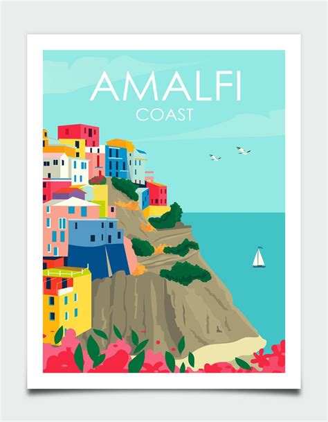 Amalfi Travel Poster Amalfi Coast Travel Poster Retro Travel Etsy Uk