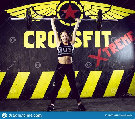 Crossfitter Training Hard Daily Wod Heavy Weight Editorial Photo