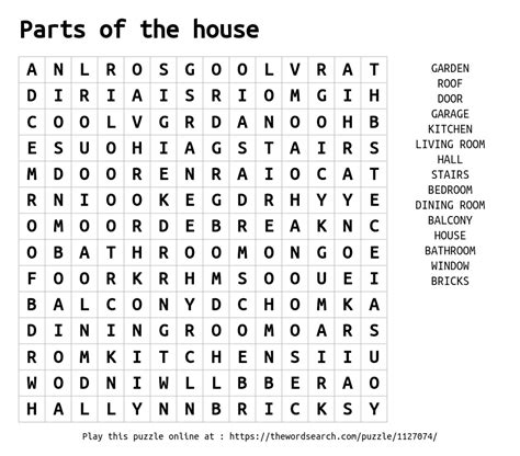 Download Word Search On Parts Of The House