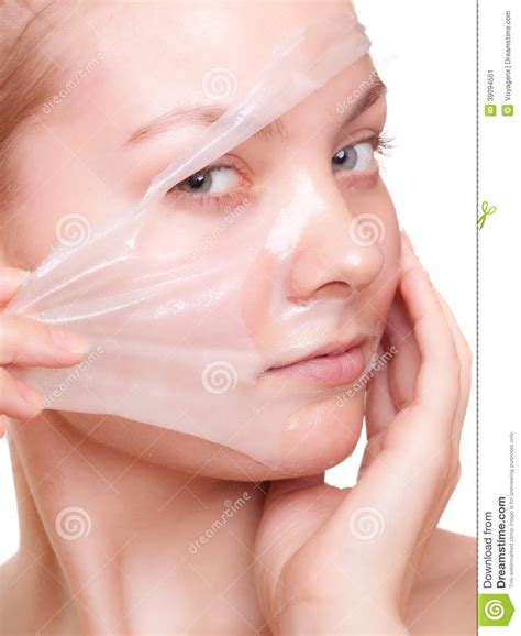 girl woman in facial peel off mask skin care stock image image of face skin 39094551