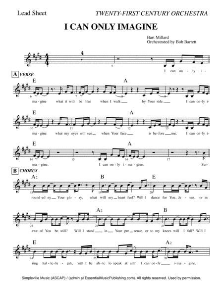 I Can Only Imagine Lead Sheet By Mercyme Digital Sheet Music For