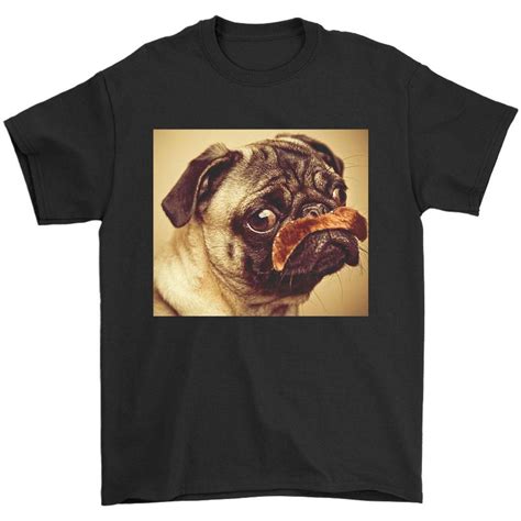 Mustache Dog Pug Funny Animal Mens T Shirt Mustache Dog Mens Tees