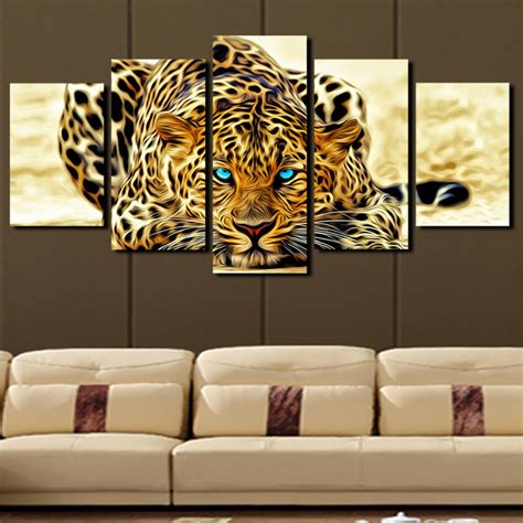How to decorate with no money (or on a very tight budget). 5 Plane Abstract Leopards Modern Home Decor Wall Art ...