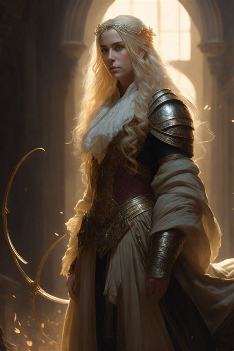 fedoraxsa extremely beautiful cleric woman perfect face blond hair fantasy princess finely