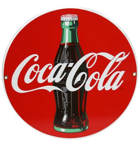 Coca Cola Logo Enamel Sign 29 Cm ø Ande Rooney 1990s