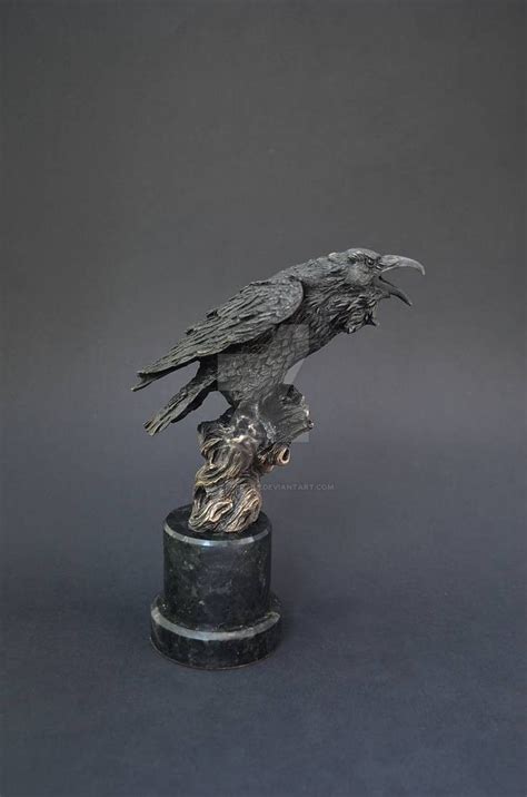 Raven Bronze Sculpturehuginn Muninn Sculpture By Weartherare On