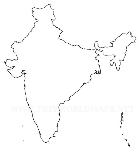 Political Map Of India Black And White