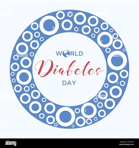 World Diabetes Day Greeting Card With A Blue Circle And World Map