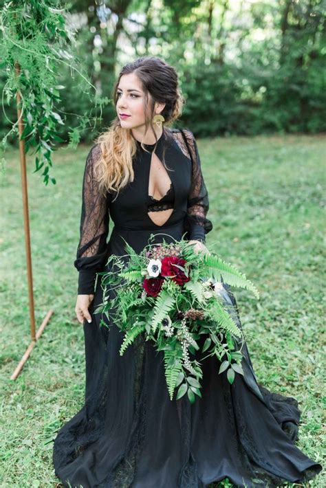 Black Wedding Dress For Offbeat Bride A Dark And Moody Style Shoot
