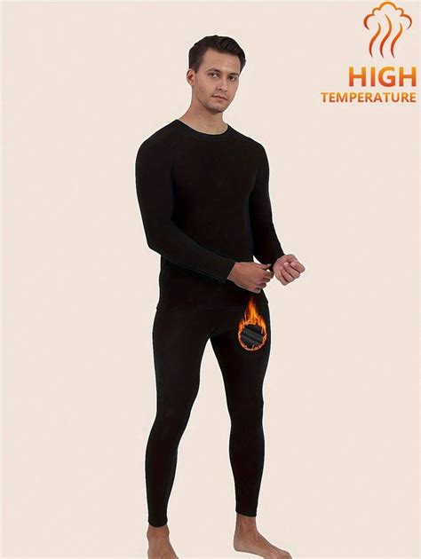 2pcs Mens Winter Sport Thermal Underwear Set High Elasticity Tight Fitting And Fleece Lined