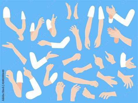 Set Of Human Hands With Different Gestures Collection For Design
