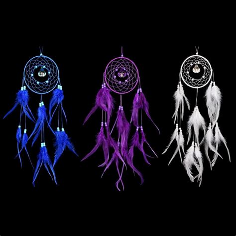 Whitebluepurple Feather Dream Catcher With Bead For Home Wall Hanging