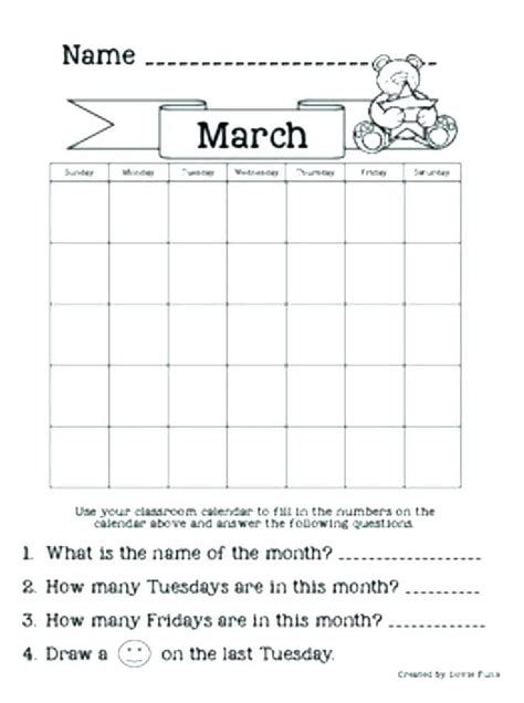 Calendar Numbers For Kindergarten Worksheets