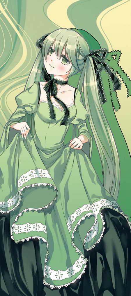 Safebooru Gown Green Eyes Green Hair Hatsune Miku Long Hair Smile