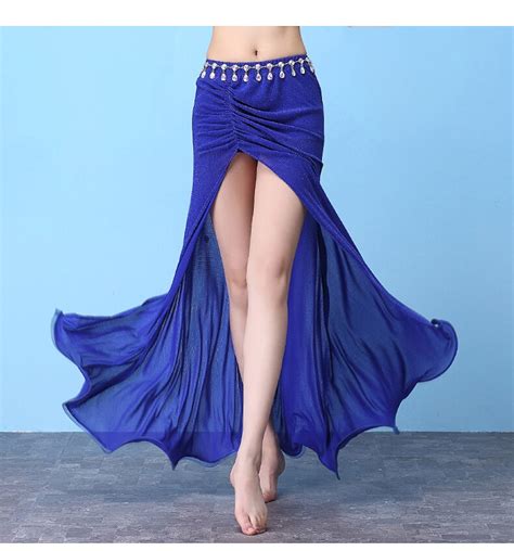 Women Belly Dance Outfit Side Slit Sexy Long Skirt India Dancer