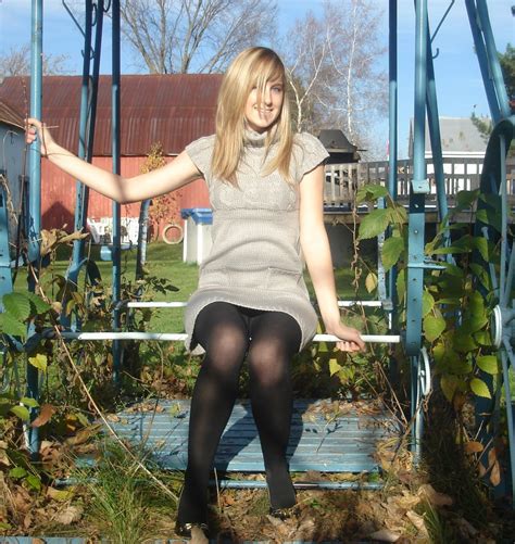 Amateur Pantyhose On Twitter Sitting On The Swing In Black Opaque Pantyhose
