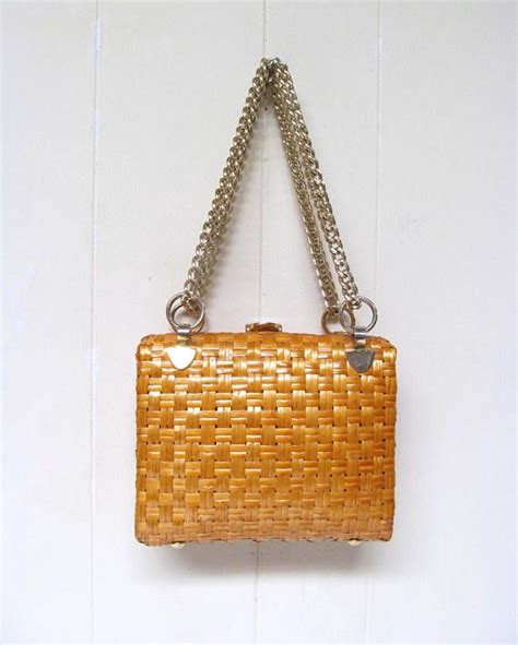 Vintage 1960s Box Purse 60s Rodo Woven Straw Footed Bag Etsy