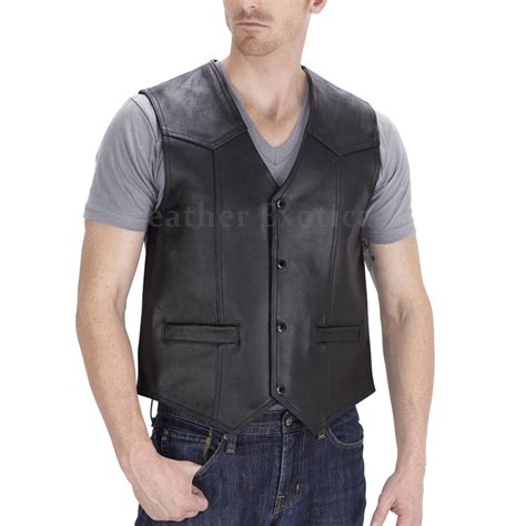 Motorcycle Style Leather Vest For Men
