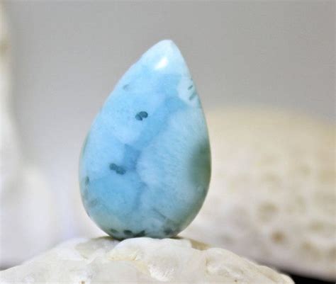 Dominican Larimar Teardrop Cab Sky Blue Cabochon Pear Etsy Blue