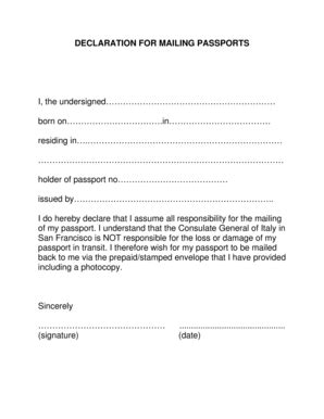 Declaration For Mailing Passports Fill And Sign Printable Template Online
