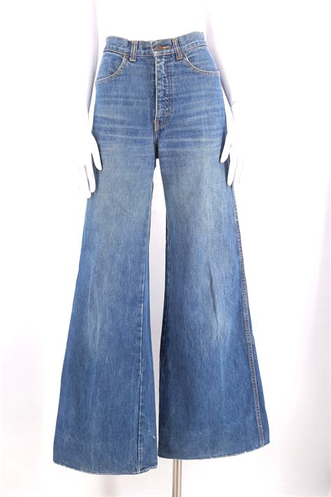 70s Oz Jeans Denim High Waisted Bell Bottom Jeans 28 Vintage 1970s
