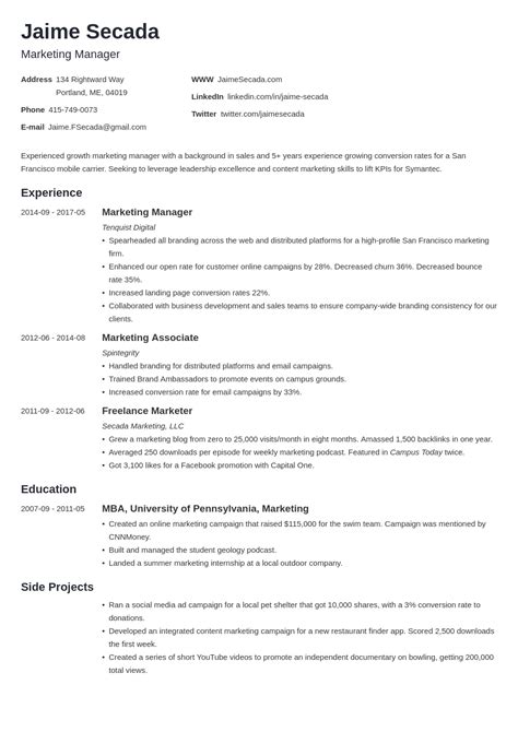 Marketing Manager Resume Examples Template Guide