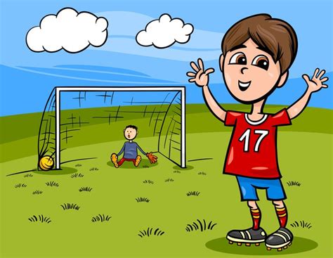 Vinilo Pixerstick Niño Jugando Fútbol De Dibujos Animados Pixers