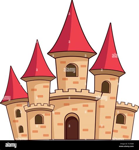 Gran Castillo Medieval De Dibujos Animados Icono Imagen Vector De Stock