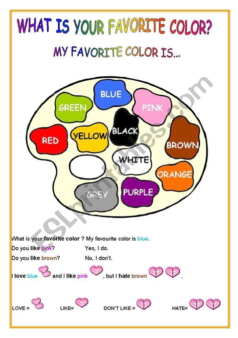 My Favorite Color Is Worksheet