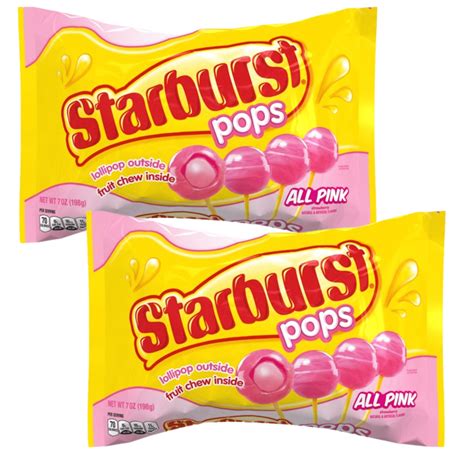 Starburst Pops All Pink Candy Lollipops 7oz Hard Shell Sucker Candy