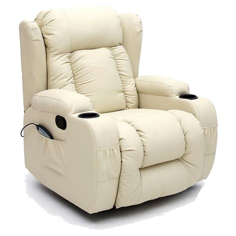 It is filled with foam and upholstered with polyester. CAESAR 10 IN 1 WINGED LEATHER RECLINER CHAIR ROCKING ...