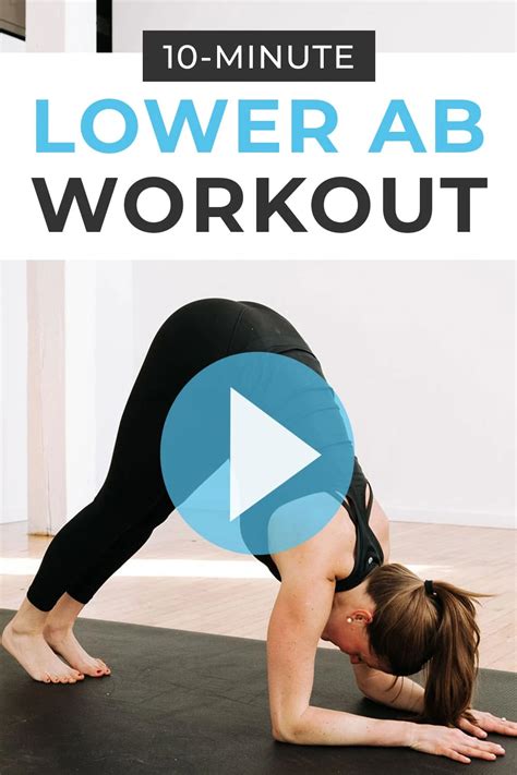 A Woman Doing A Yoga Pose With The Title 10 Minute Lower Ab Workout