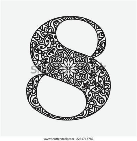 Zentangle Stylized Alphabetnumber 8 Doodle Style Stock Vector Royalty