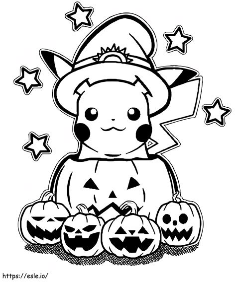 Pikachu De Halloween Para Colorear