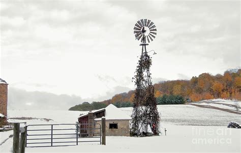 Snowy Fall Windmill Photograph By Teresa Mcgill Fine Art America