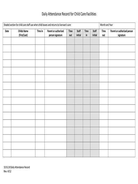 Daily Attendance Sign In Out 2012 2024 Form Fill Out And Sign