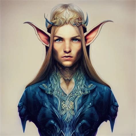 Elven Man Long Blonde Hair Blue Eyes Fantasy Art Midjourney