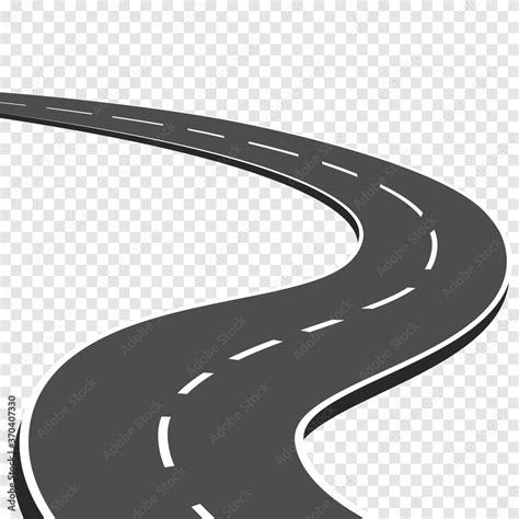Winding Curved Road With Markings Highway Going Into The Distance