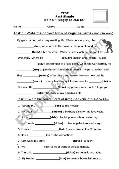Past Simple Test Regular Irregular Verbs Esl Worksheet By Nataliteacher