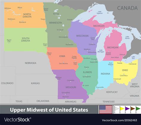 Upper Midwest United States Royalty Free Vector Image