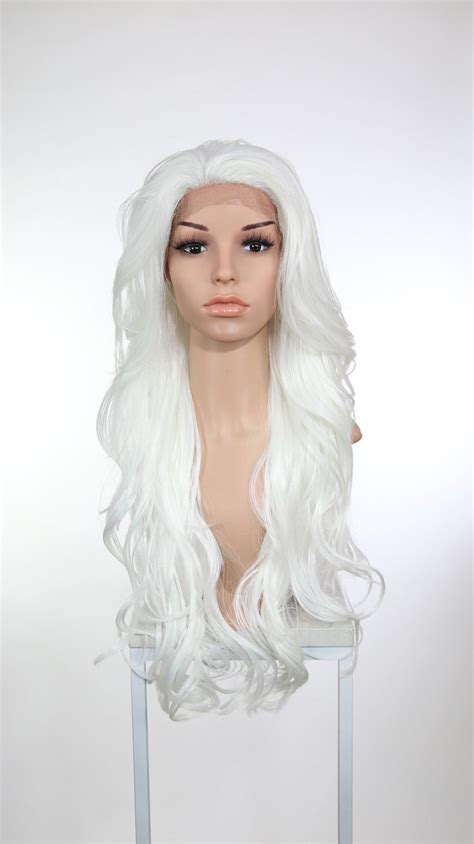 White Long Wavy Lace Front Wig Lady Series Llkim69 Pose Wigs