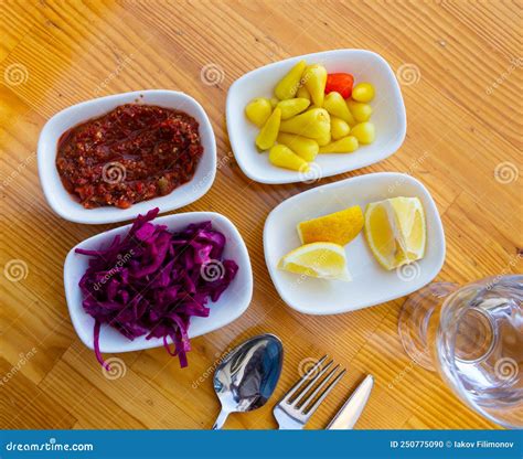 Variety Of Turkish Appetizers On Table Stock Photo Image Of Natural