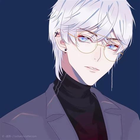 White Hair Anime Boy With Glasses