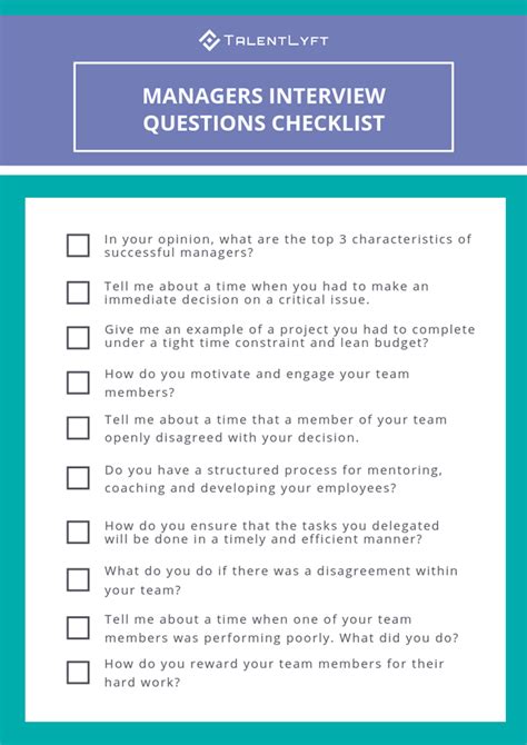 Top 10 Interview Questions For Managers Checklist Talentlyft