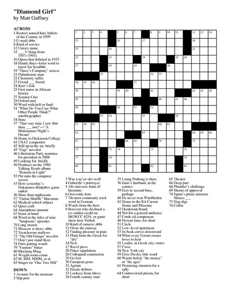 Easy Free Crossword Puzzles Printable